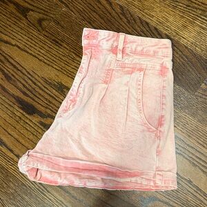 Aqua Coral Pink Denim Shorts